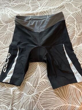 Women's Black Athletic Cycling Shorts with Gray Accents